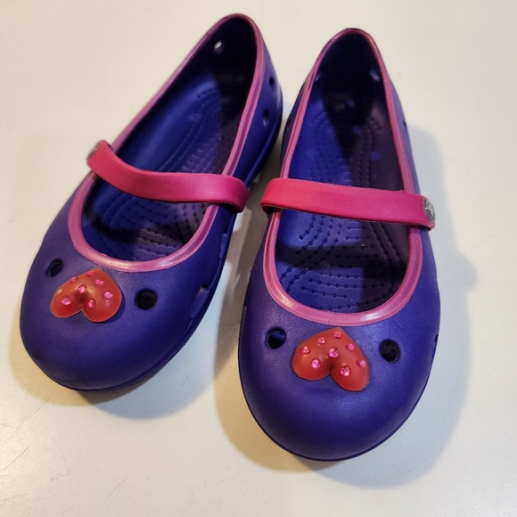 CROCS Girls Purple and Pink Sandals with Perforated Design Size 12 - Picture 3 of 10